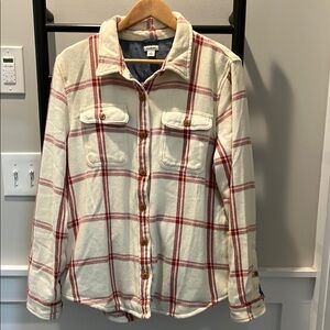 L. L. Bean Cream and Red Plaid Shacket - 1912 Overshirt